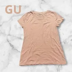 GU Vネック 半袖 Tシャツ Mくすみ ピンク シンプル 春 夏 レディース