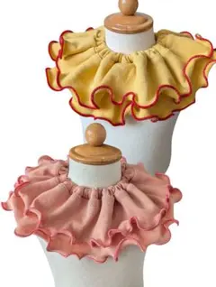 【2枚セット】360°フリルスタイ イエロー　サーモンピンク　メロウ