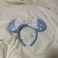 水色ハート模様カチューシャ