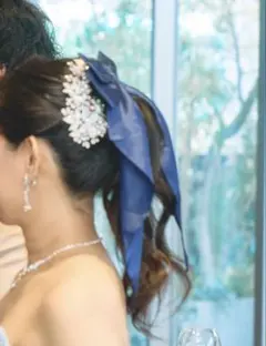 ヘッドドレス　ブライダル　アクセサリー サテンリボン