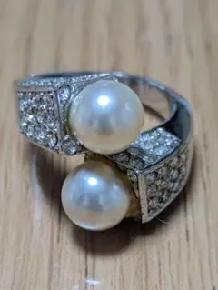 パールとジルコニアのリング 11号位