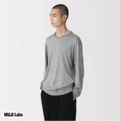 muji labo紳士　昔ながらの製法で編み立てた天竺クルーネック長袖Ｔシャツ