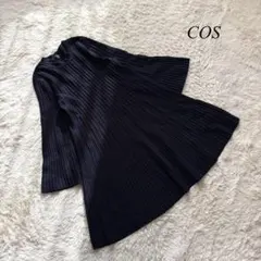 Y3【COS】H&M ニットワンピース　フレア袖　ネイビー　S 厚手　ガーリー