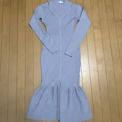 rienda 薄紫色リブ編みニットワンピース