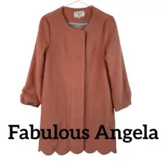 Fabulous Angela ノーカラー ウールコート オレンジ M