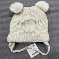 ZARA ポンポン付きニット帽 3-5歳 ホワイト