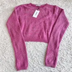 フォーエバー21 新品　ラメ　シャギーニット　ショート丈　ピンク　フリー