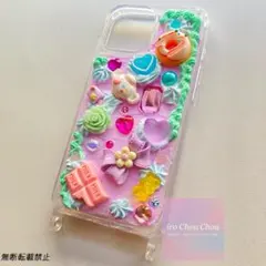 no.77】1点物 iPhone15ホイップデコケース デコスマホ デコ電