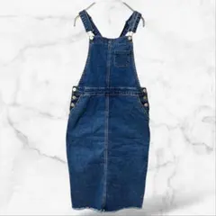 【Forever21】デニムスカートサロペット フリンジ(M)レディース 重ね着