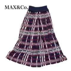 MAX&Co.チェック柄フリンジ風 フレアスカート ウール混 ウエストリブ編みMのサムネイル