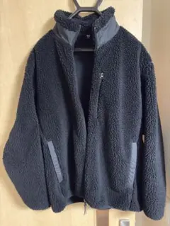 UNIQLO フリースジャケット 黒 グレー ボーダー バイカラー - メルカリ