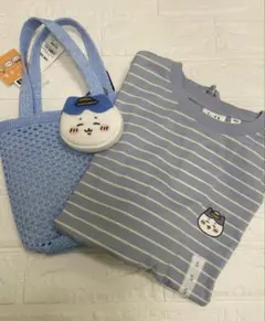 ちいかわ GU ハチワレ ポーチセットバック& ボーダー Tシャツ Sサイズ