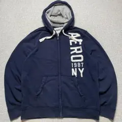 k*m様 AEROPOSTALE ジップパーカー ネイビー ダメージ加工 ヴィン