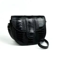 【美品】イヴサンローラン　ショルダーバッグ　オーストレッグ　クロコ　レザー　黒色