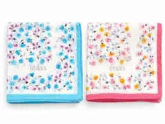 GUESS ハンカチ 2枚セット 花柄 ピンク ブルー