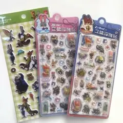 3D立体シール　ズートピア　3枚セット　ボンボンドロップ　ぷくぷく