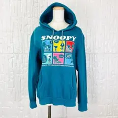 人気キャラ映え◎ PEAUTS ターコイズ　パーカー Mサイズ【341】