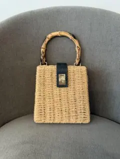 ラタン調カゴバッグ