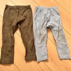 ユニクロUNIQLOリブレギンスパンツ90センチ2点セットストライプ柄