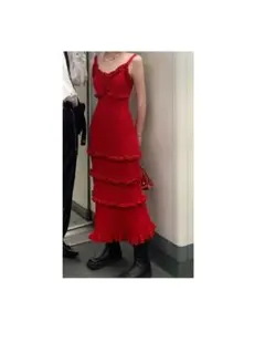 新品未使用 リリーブラウンニットキャミワンピ フリーサイズ