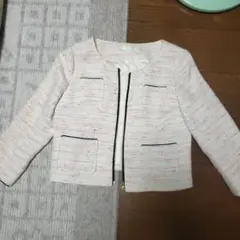 ノーカラーツイードジャケット