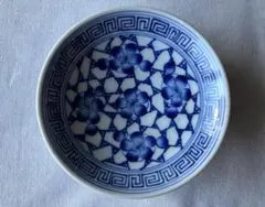 時代物 伊万里 有田 染付 梅花文 雷文 小皿 9.5cm 手塩皿 豆皿
