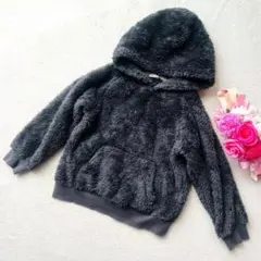 美品✨【デビロック】110㎝グレー ファーフリースフードパーカーもこもこふわふわ