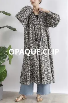 美品♪オペークドットクリップ プリントアソートスモックワンピース インド綿