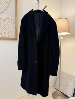 【美品】UNIQLO カシミヤ混 チェスターコート ブラックのサムネイル