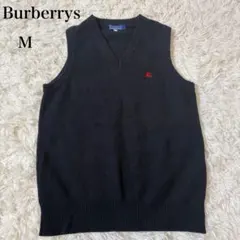 希少　タグ付き　バーバリーブラックレーベル　シルク混ニットベスト　ホースロゴ　紺 中古・古着通販】BURBERRY BLACK LABEL (バーバリーブラック