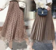 2wayで着こなせる プリーツチュールスカート（ローズブラウン） スカート