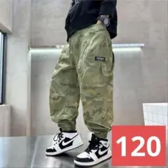 キッズカーゴパンツ（迷彩グリーン120ボトムスこども男の子カモフラ子供服k109