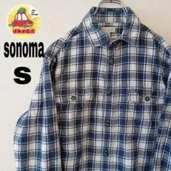 USA古着　OLDNAVY ネルシャツ　S ブルー　ホワイト　チェック