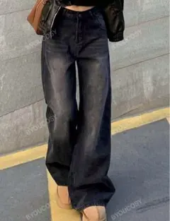 SHEIN デニム ズボン ダークグレー