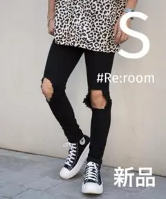 ヴィンテージクラッシュスキニーストレッチブラックデニム　Sサイズのサムネイル