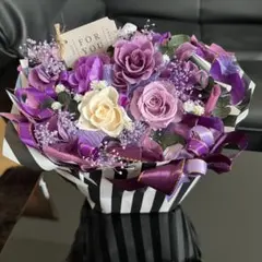 花束 アレンジメント プリザーブドフラワー パープル 紫