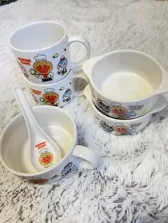 も*か様 ガスト　アンパンマン　マグカップ・耳付きボウル・スープカップ・レンゲ6