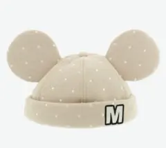 極美品【Disney resort】ミッキー　耳付き　ファンキャップ　ベージュ