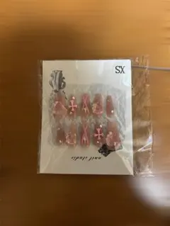 ピンク系フラワーリボンネイルチップ10個入り