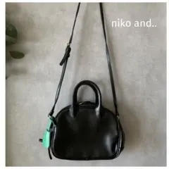 niko and.. 黒ショルダーバッグ 合皮 レザー　お財布ショルダー