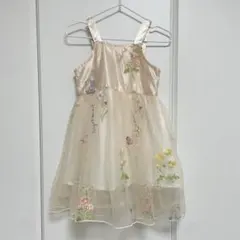 SHEIN 花柄 刺繍 ドレス チュール クリーム アイボリー 2-3Y 100のサムネイル