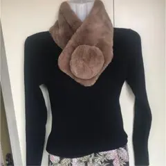 新品ラビットファー マフラー ワンポイント