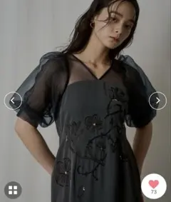 LE'RURE Puffsleeve embroidery dress - メルカリ