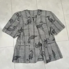 半袖テーラードジャケット チェック ペイズリー柄