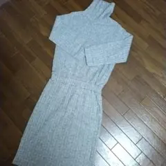 リブ編みタートルネックニットワンピース レディース