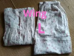 Wing　綿100%　花柄長袖パジャマ　前あき　薄手　楊柳クレープ　Lサイズのサムネイル