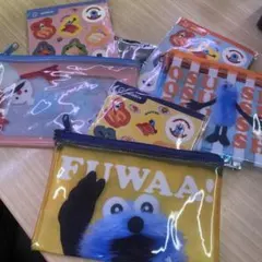 〈スシローxパペットスンスン〉クリアポーチ&シール　全3種コンプセット