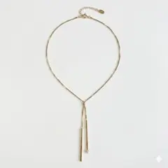 ​【美品】ローリーズファーム ゴールド Y字 ロングネックレス バーチャーム