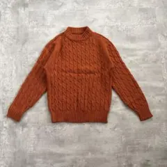 ケーブル編みニット オレンジ セーター レディース M相当 ケーブルニット 秋冬