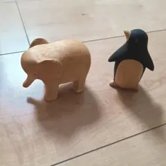ポレポレ動物　ゾウとペンギンセット　木製T-Lab.動物